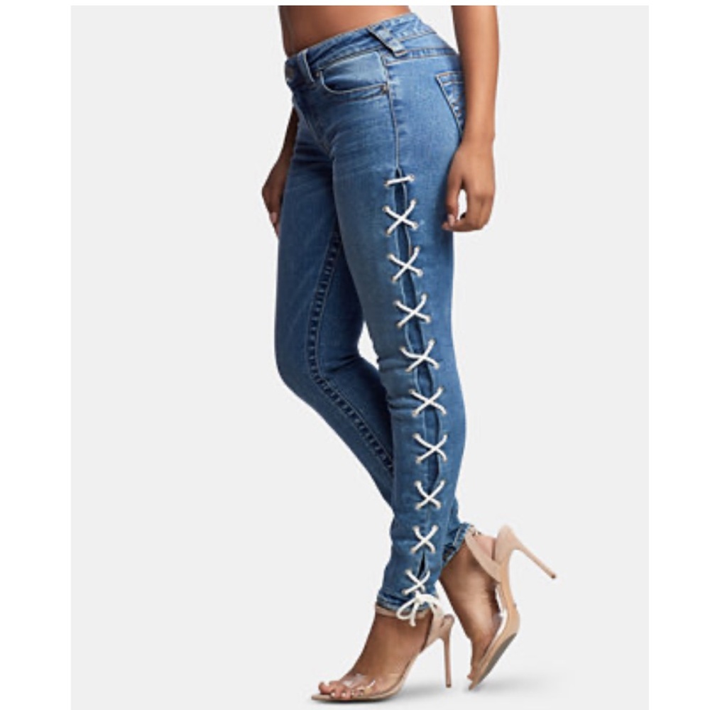 True Religion 25 Jennie Lace-Up Curvy Jeans
